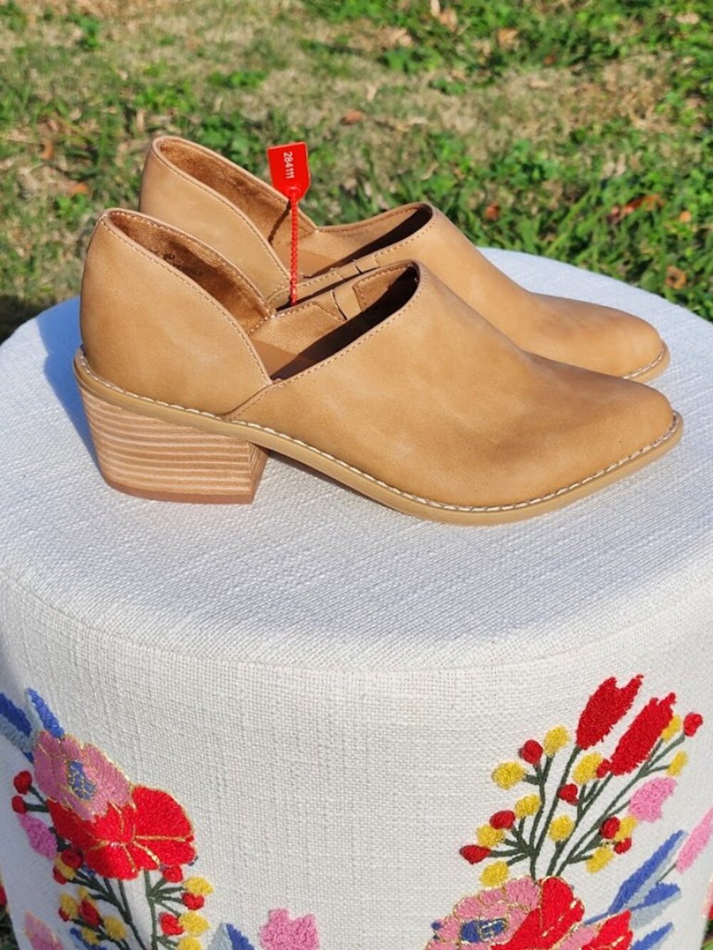 “Eddie” Tan Suede D'Orsay Ankle Booties | Women's 9 - Picture 15 of 17